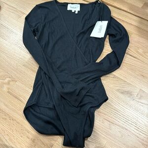 NWT ba&sh Celia black wrap front bodysuit